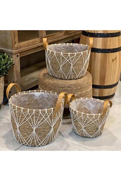 SPR سلال خوص بوهيمي Bohemian Seagrass Handwoven Baskets (Set of 3)