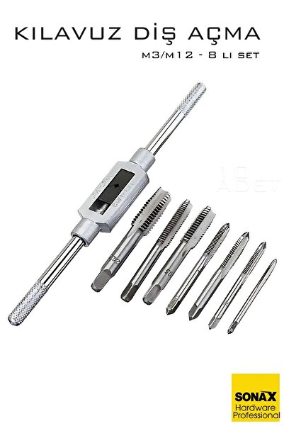 Transformacion 8 li Diş Açma Kılavuz Seti –Endüstriyel Çelik, M3-M12 Arası Di...