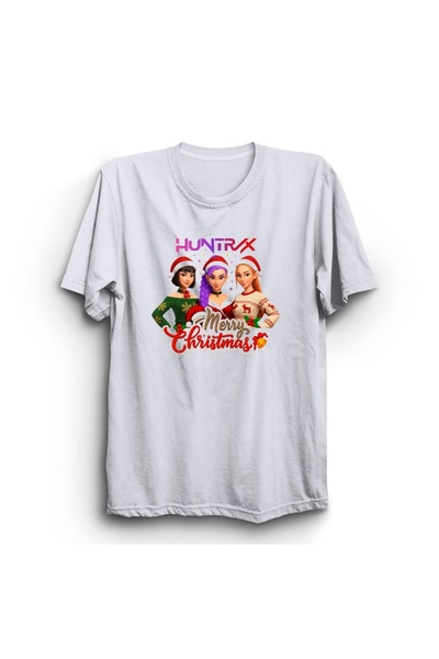 The Fame Kpop Demon Hunters, Santa Huntrix, Merry Christmas, Noel Printed , 100% Cotton T-Shirt