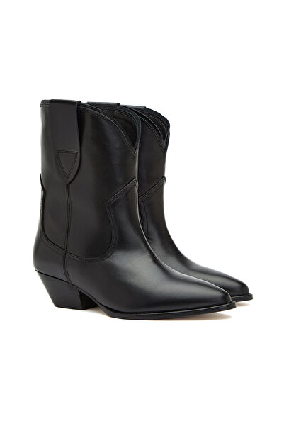 Dıvarese Siyah Kadın Western Deri Bot