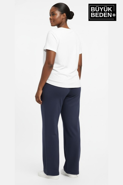 Superlife Women's Plus Size New York Printed Relaxed Fit Elastic Waistband Flared Sweatpants Spr26Eak952-5