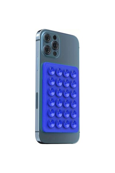 Flippy Universal Adhesive Phone/Tablet Holder with 24 Suction Cups, Silicone, 8 x 5.5 x 1 cm, Blue