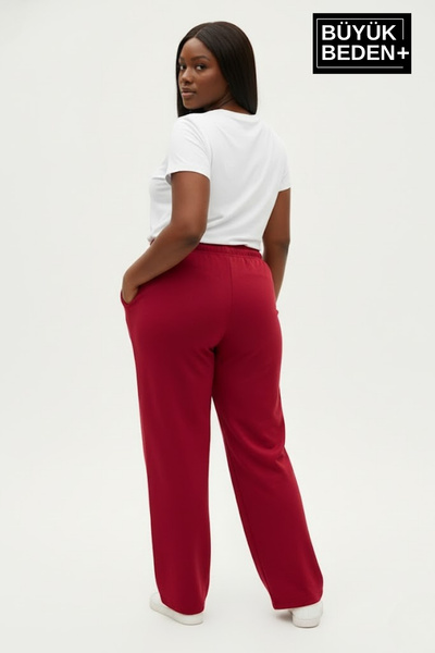 Superlife Women's Plus Size New York Printed Relaxed Fit Elastic Waistband Flared Sweatpants Spr26Eak952-5