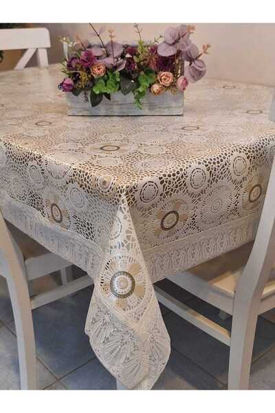 Başak Ev Tekstili Lace Edged 120X150 cm Pvc Oilcloth Erasable Patterned Tablecloth