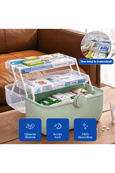 OferteTop Storage Box with Stacking Compartments and Folding Lid (28x19x16 cm)