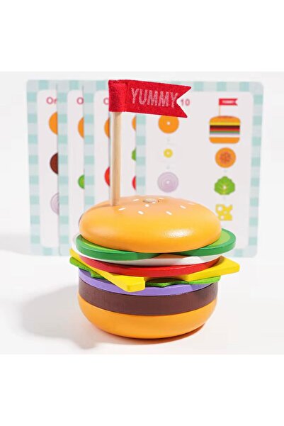 Denn Store Joc educativ Montessori din lemn – Construiește Burgerul | Sortare...