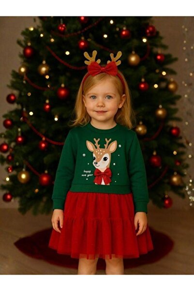 Zekids Girl's Christmas Themed Tulle Bow Dress