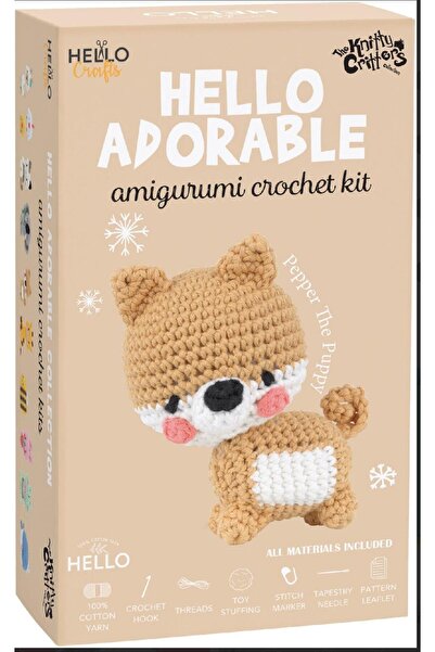 BALIM ÖRGÜ EVİ طقم حياكة أميجورومي صغير ولطيف على شكل كلب صغير بحجم 11.5 سم