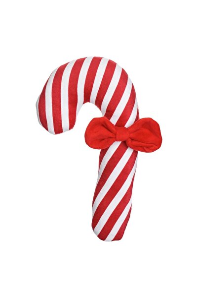 OEM Christmas dog toy, plush candy cane, white and red, 15x22 cm
