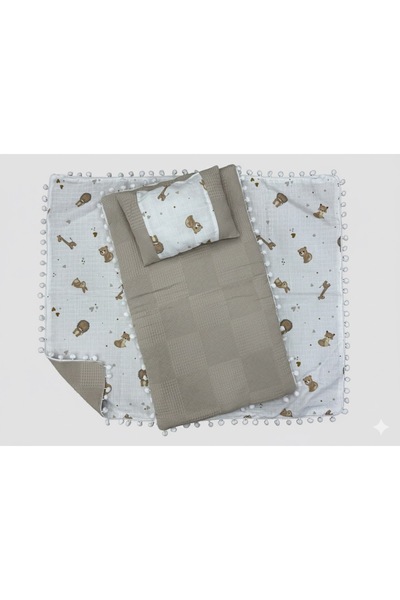 BİRCAN BABY %100 Pamuk Battaniyeli 3lü Bebek Altaçma Seti