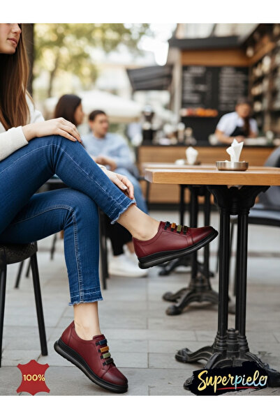 kevali TRC women's burgundy genuine leather casual shoes