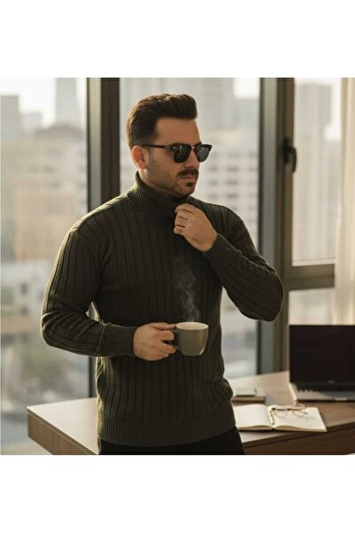 Daniel Lucci Ανδρικό πουλόβερ με ψηλό λαιμό, φαρδιά εφαρμογή, μεγάλου μεγέθους