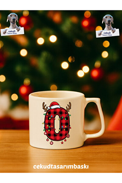 cekud tasarım baskı Beyaz Kulp Yılbaşı Temalı Seramik Kupa – Özel Tasarım Hed...