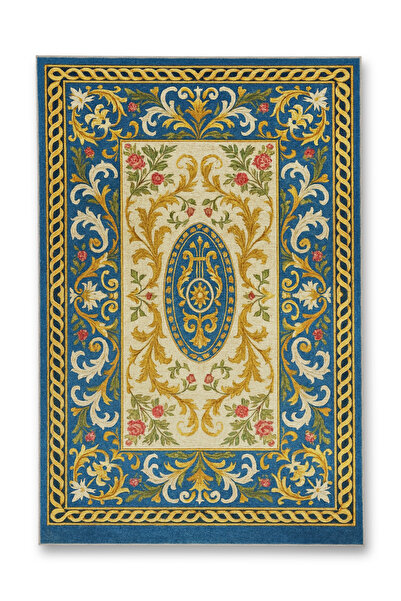 Rugs Modern Halı سجادة MOSSO ذات اللون الأزرق ذات النمط التقليدي المزخرف بالز...