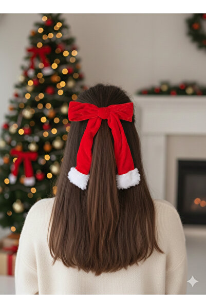 Tüko Store Yılbaşı Özel Kadife Fiyonk Klipsli Toka