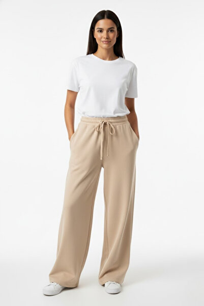 Superlife Women's Two Thread Comfortable Fit High Waist Wide Leg Pants Spr26Eak988