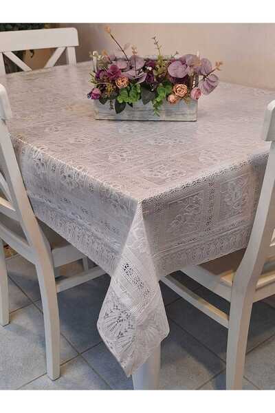 Başak Ev Tekstili Lace Edged 120X150 cm Pvc Oilcloth Wipeable Lace Patterned Tablecloth