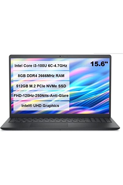 Dell 15 - Intel Core i3-100U, 8GB DDR4, 512GB M.2 SSD, 15.6" FHD, Ubuntu (DC15250)