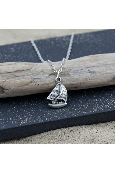 Alooya Minimal Yelkenli Gümüş Kaplama Düz Zincir Kolye