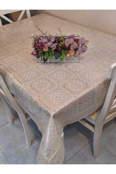 Başak Ev Tekstili Lace Edged 120X150 cm Pvc Oilcloth Erasable Square Lace Pattern Tablecloth
