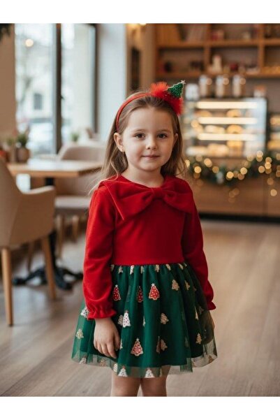 Zekids Girl's Big Bow Christmas Themed Crown Dress