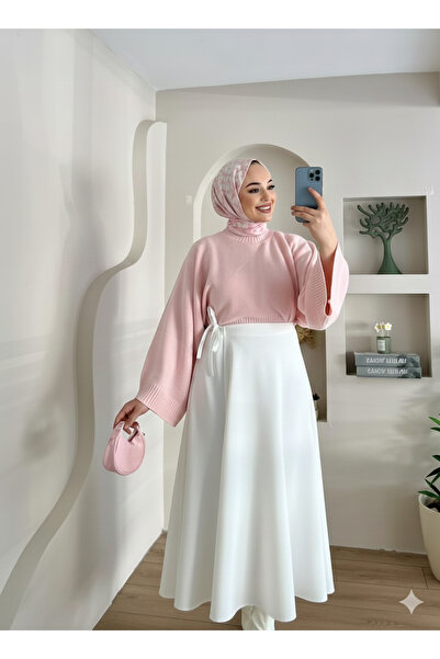 Blue Morpho Scuba Fabric Wrap Model Tied Skirt