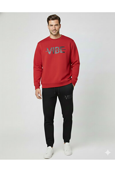 LiyAdaCo Unisex Pulse Printed Red Crew Neck Bottom Top Tracksuit Set