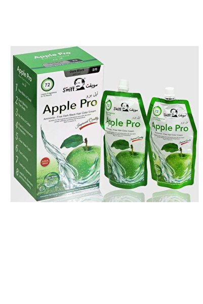 SWİFT كريم صبغة الشعر أبل برو الخالي من الأمونيا أسود داكن رقم 2/0 كريم 500 م...
