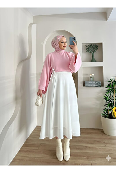 Blue Morpho Scuba Fabric Wrap Model Tied Skirt