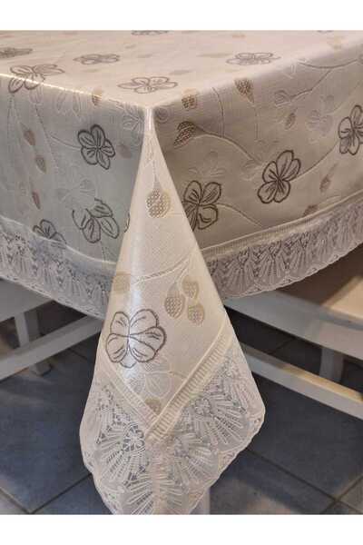 Başak Ev Tekstili Lace Edged 120X150 cm Pvc Oilcloth Erasable Floral Pattern Tablecloth