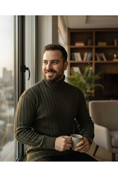 Daniel Lucci Ανδρικό πουλόβερ με ψηλό λαιμό, φαρδιά εφαρμογή, μεγάλου μεγέθους