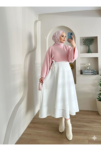 Blue Morpho Scuba Fabric Wrap Model Tied Skirt