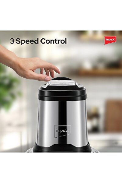 İMPEX 3L Food Chopper FC 3206 SS Copper Motor 400W 6Pcs Steel 3-Speed with Garlic Peeler & Eggbeater