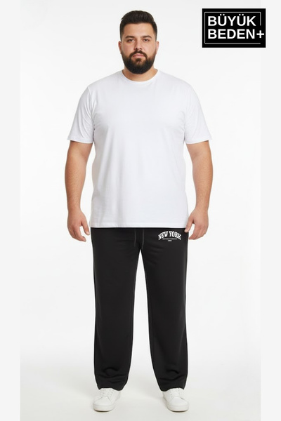 Superlife Ανδρικό παντελόνι μεγάλου μεγέθους New York με τύπωμα Άνετο κομμένο ελαστικό παντελόνι με ελαστική μέση και πόδι SPR26EA952-5