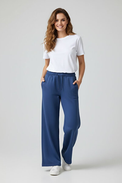 Superlife Women's Two Thread Comfortable Fit High Waist Wide Leg Pants Spr26Eak988