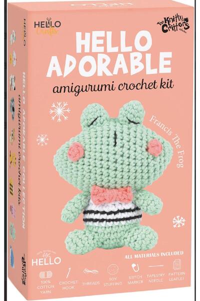 BALIM ÖRGÜ EVİ Mini Cute Amigurumi Knitting Kit Francis the Frog 9 cm