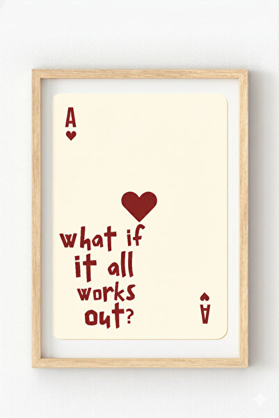 MIOVI Ahşap Çerçeveli “What If It All Works Out?” Poster – As Kartı İlham Tem...