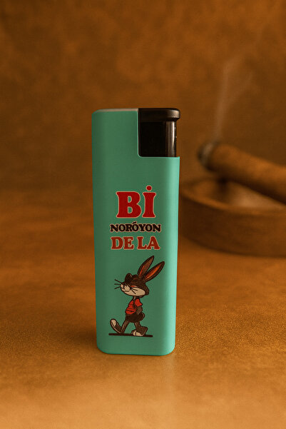 Hunter “Bi Noröyon De La” Yazılı Tavşan Desenli Turkuaz Gazlı Çakmak