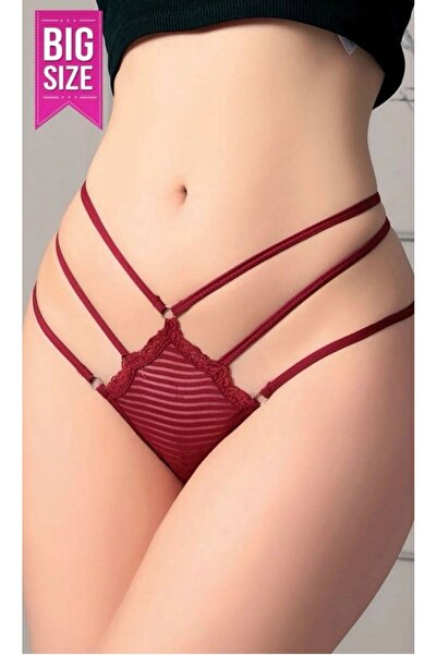 ZARİF ÇAMAŞIRLARI Büyük Beden Fantazi İnce Askılı Dantel Detaylı Külot-Siyah