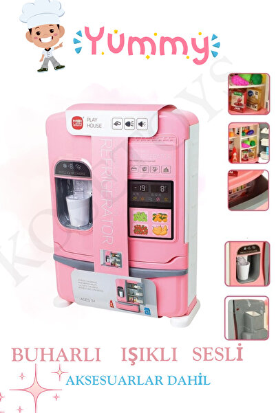 kosetoys ثلاجة لعبة مع إضاءة وصوت وخاصية إطلاق البخار (حجم كبير: 40 سم)