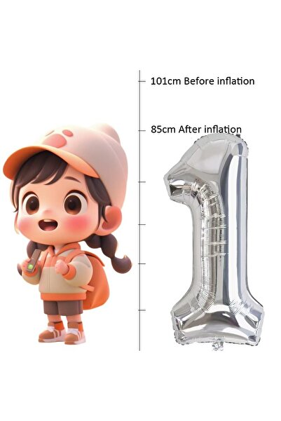 OEM Silver balloon with number 85 cm, for 10th birthday