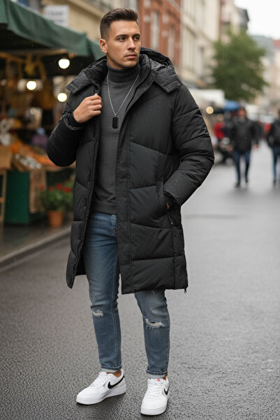 dehaine Men's long jacket, with side zippers, M25