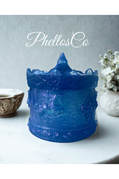 Phellos Синя, фіолетова блискуча подарункова коробка «Карусель», коробка для прикрас, коробка для швейних приладів, декоративний предмет, декор для дому