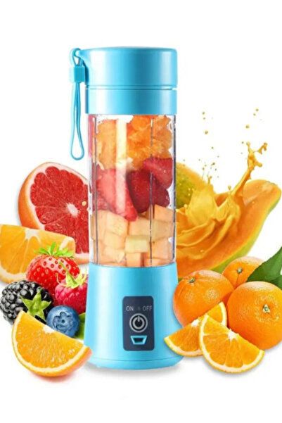 OEM Mini Portable Blender 4 in 1, electric, for preparing juices, 4 blades, USB, 1500 Mah, blue