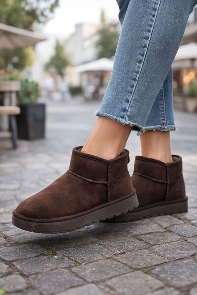 ALB TERLİK AYAKKABI SAN. TİC. LTD. ŞTİ. Women's Fur Short Boots with Fur Inside Suede Boots Casual Short Boots
