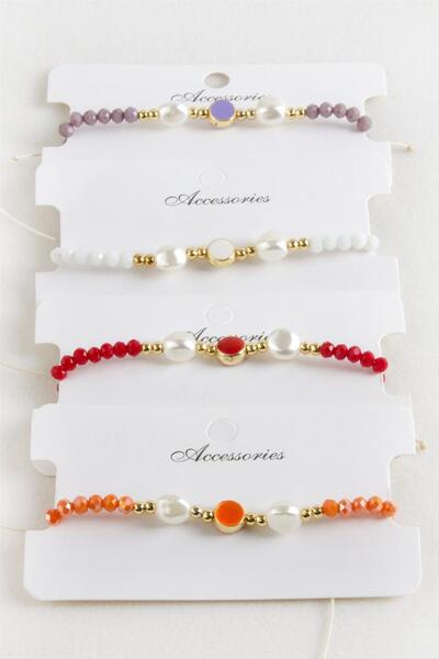 cleovibe سوار من خيط الماكرومي الكريستالي اللؤلؤي المينا