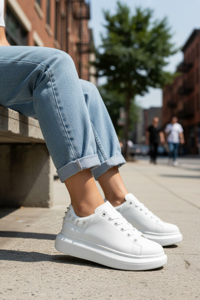 dehaine Adidasi din piele ecologica pentru femei cu tinte mQ