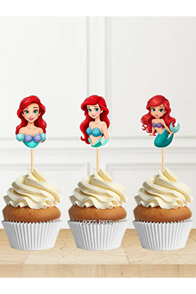 parti pera Deniz Kızı Şekilli Cupcake Kürdan Süsü 15 Adet
