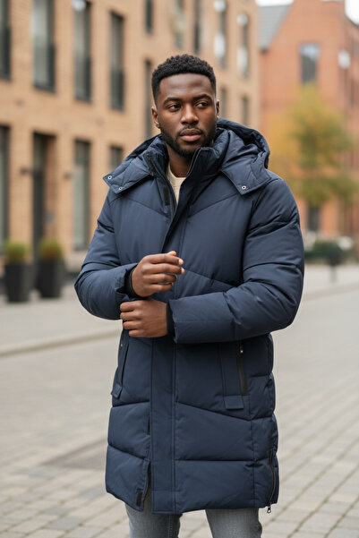 dehaine Men's long jacket, with side zippers, M25