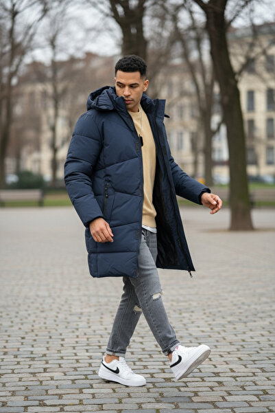 dehaine Men's long jacket, with side zippers, M25